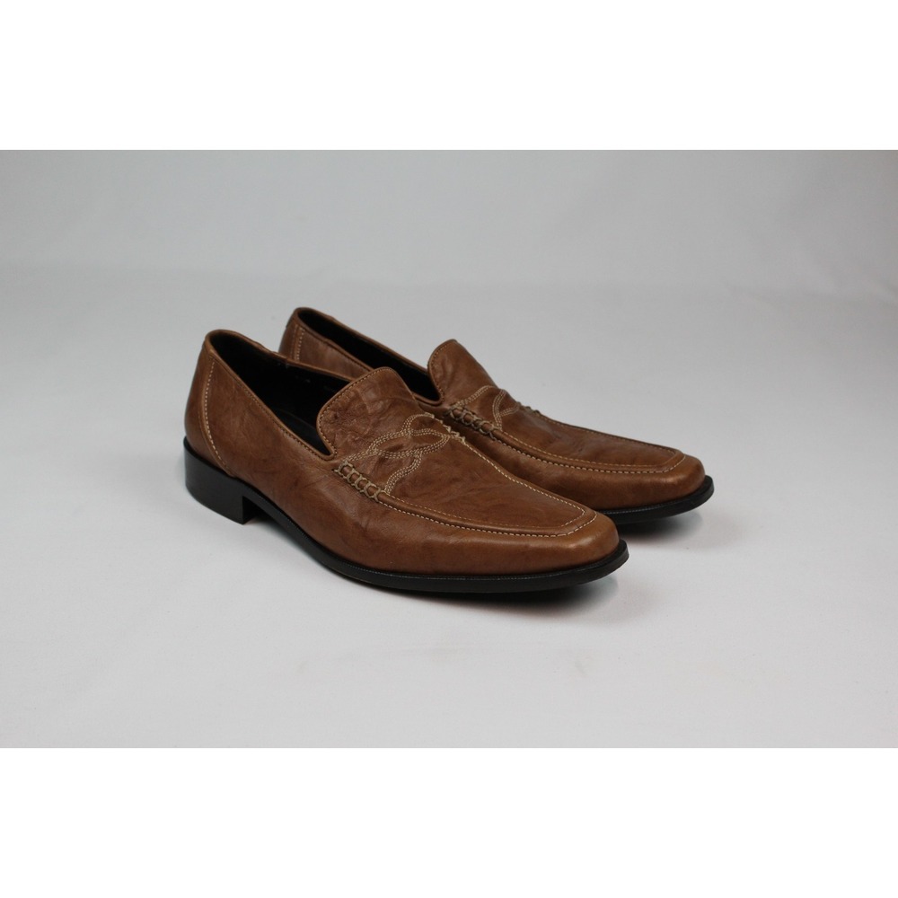 Donald J Pliner Niles Cognac Brown Leather Slip On Loafers Men 9.5